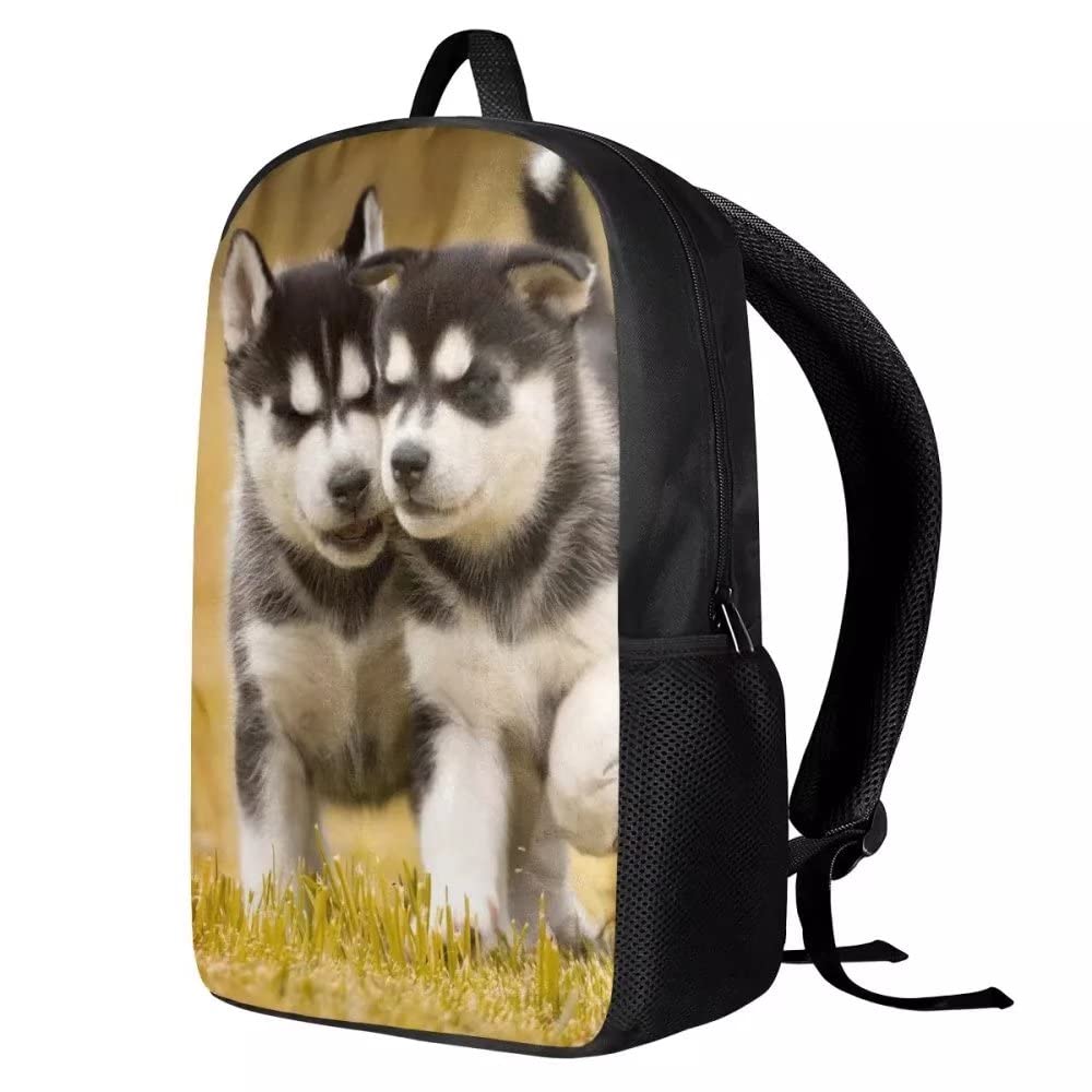 Cumagical Husky Puppies Pattern Kids School Backpack Set 3 Pieces Lightweight Bookbag with Lunch Bag Pencil Case for Boys Girls