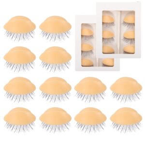 6 pairs replacement eyelids for eyelash practice mannequin head, removable realistic eyelid with eyelashes extension training lash mannequin head eyelids for eyelash practice (light color)