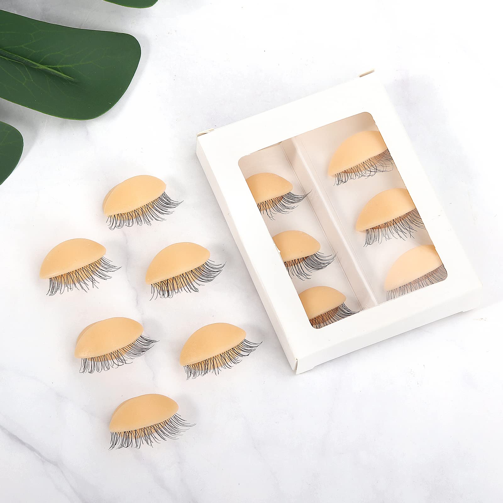 6 Pairs Replacement Eyelids for Eyelash Practice Mannequin Head, Removable Realistic Eyelid with Eyelashes Extension Training Lash Mannequin Head Eyelids for Eyelash Practice (Light Color)