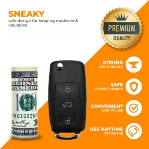 Fake Car Key Diversion Safe - Hidden Secret Compartment Stash it Box Discreet Decoy Car Key Fob to Hide Store Money, Jewelry Small Container to Keep Valuables Safe in Plain Sight Storage Keychain (1)