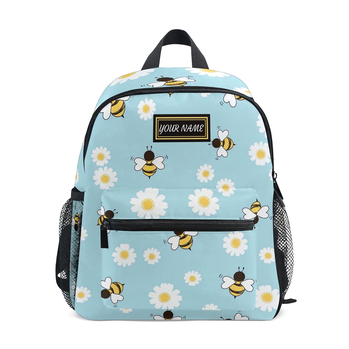 ODAWA Custom Daisy Flower Bee Cartoon Toddler Backpack, Personalized Backpack with Name/Text, Customization School Bag