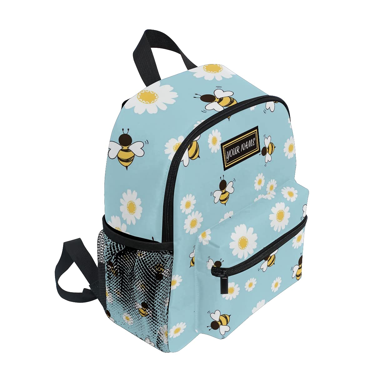 ODAWA Custom Daisy Flower Bee Cartoon Toddler Backpack, Personalized Backpack with Name/Text, Customization School Bag