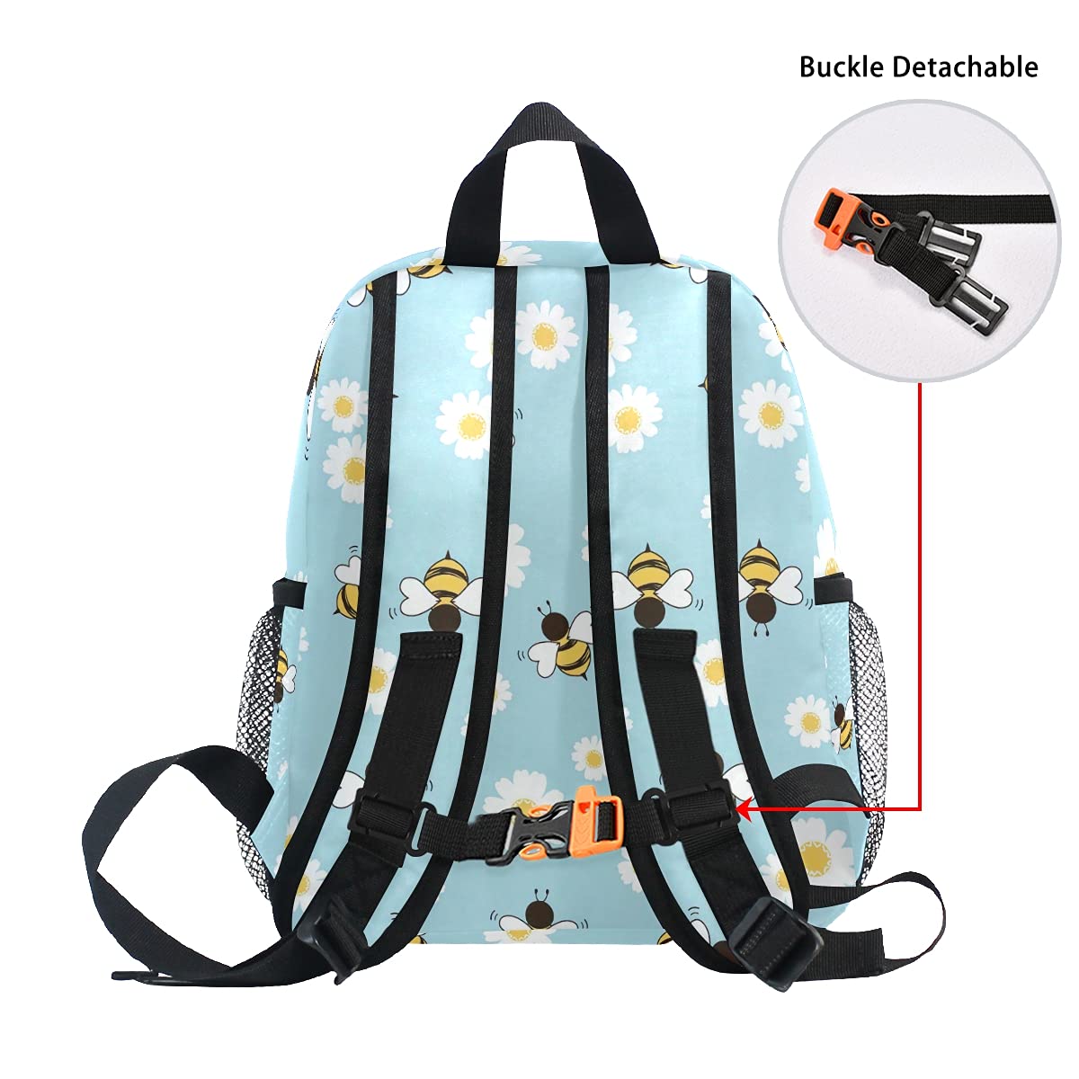 ODAWA Custom Daisy Flower Bee Cartoon Toddler Backpack, Personalized Backpack with Name/Text, Customization School Bag