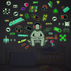 3D Glow in The Dark Game Wall Decal Gamer Boy Wall Stickers Video Game Controller Wall Decor for Boys Room Kids Bedroom Playroom Decoration (Classic)