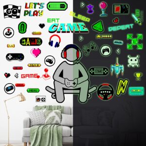 3D Glow in The Dark Game Wall Decal Gamer Boy Wall Stickers Video Game Controller Wall Decor for Boys Room Kids Bedroom Playroom Decoration (Classic)