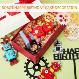 11 Pieces Robot Cake Toppers for Boys Robot Birthday Cake Topper Gear Happy Birthday Robot Cake Cupcake Decorations Robot Themed Party Decorations Robot Figurine for Robot Birthday Party Supplies