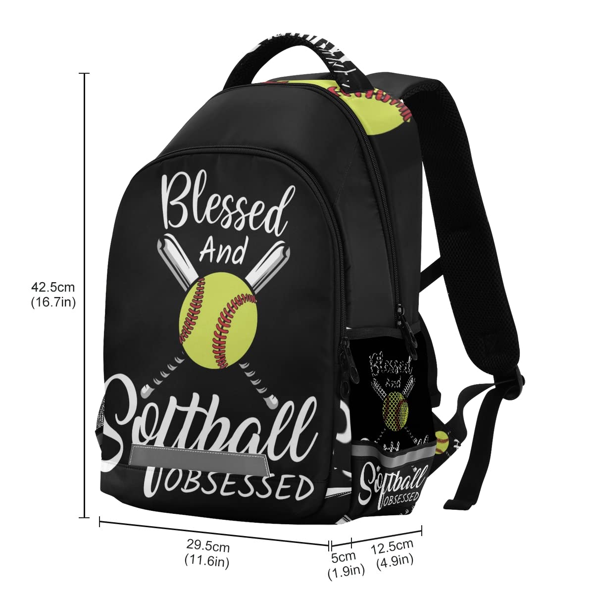 Glaphy Baseball Backpack Softball Sport Laptop Travel Bag Lightweight Daypack School Bookbags for Women Men Kids Teens