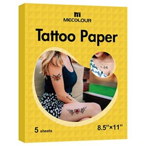 mecolour printable temporary tattoo paper 5 sets 8.5"x11" for inkjet printer diy image transfer decal paper for skin, for celebrate festivals, parties, birthday bashes,new year