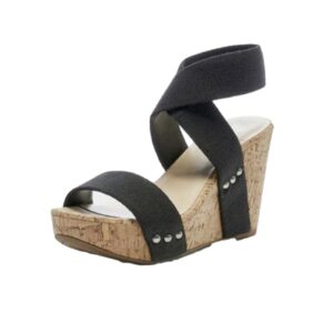 womens cross elastic straps sandals summer fashion casual wedge platform high heels shoes comfortable trendy open toe ankle wrap sandals black