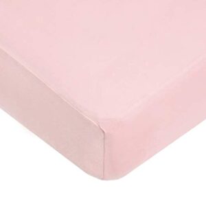 american baby company fitted crib sheet 28" x 52", soft breathable neutral 100% cotton jersey sheet, baby pink, for boys and girls, fits crib and toddler bed mattresses