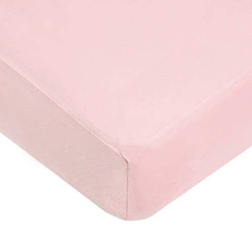 American Baby Company Fitted Crib Sheet 28" x 52", Soft Breathable Neutral 100% Cotton Jersey Sheet, Baby Pink, for Boys and Girls, Fits Crib and Toddler Bed mattresses