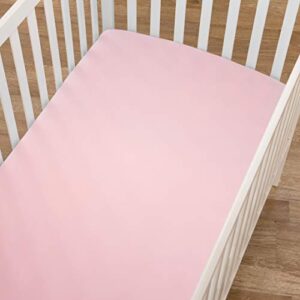 American Baby Company Fitted Crib Sheet 28" x 52", Soft Breathable Neutral 100% Cotton Jersey Sheet, Baby Pink, for Boys and Girls, Fits Crib and Toddler Bed mattresses