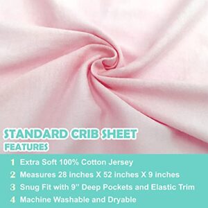 American Baby Company Fitted Crib Sheet 28" x 52", Soft Breathable Neutral 100% Cotton Jersey Sheet, Baby Pink, for Boys and Girls, Fits Crib and Toddler Bed mattresses