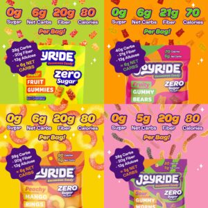 JOYRIDE Sugar-Free Gummies Variety Pack - Keto Candy with ZERO Sugar & Low Net Carbs - Low Calorie Snacks - Vegan Gummy Candy with No Sugar Alcohols, 1.8oz (Pack of 8)