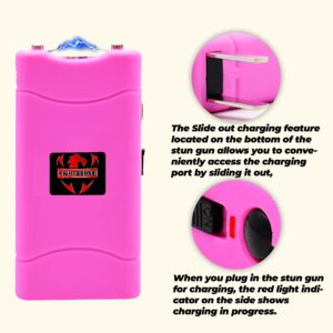 FIGHTSENSE Self-Defense Kit 1/2oz Pepper Spray & Mini Stun Gun for Men & Women,25 Burst,12 Foot Range,1.60 µC Painful Charge,LED Flashlight,Safety Switch (Pink)