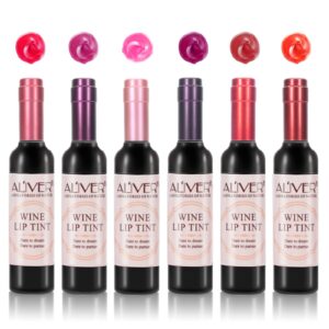 Moulis Wine Lip Tint 6 Colors Lip Gloss Matte Wine Lip Stick Long Lasting Waterproof Lip Tint Set Moisturizing Non Stick Lip Sticks, 6 Count (Pack of 1)