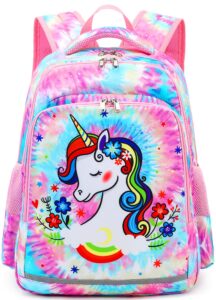 btoop kids backpack for girls preschool backpacks toddler kindergarten school bag with chest strap (rainbow tie dye 6)