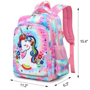 BTOOP Kids Backpack for Girls Preschool Backpacks Toddler Kindergarten School Bag with Chest Strap (Rainbow tie dye 6)