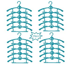adjustable baby hangers, plastic non-slip stackable baby hanger, durable & great as newborn kid child children toddler or infant clothes racks for nursery closet wardrobe pack of 20 (mint blue)