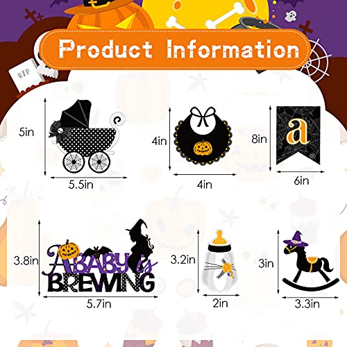 Halloween Baby Shower Party Decorations a Baby is Brewing Banner Baby Gender Reveal Decorations Halloween Hanging Swirls Baby Shower Cake Cupcake Toppers for Indoor Outdoor Halloween Party Favors