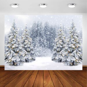 avezano winter scene backdrop wonderland snowflake photography background bokeh glitter white snow forest christmas party holiday photo backdrop photoshoot studio props (10x7ft)