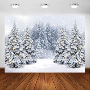avezano winter scene backdrop wonderland snowflake photography background bokeh glitter white snow forest christmas party holiday photo backdrop photoshoot studio props (7x5ft)