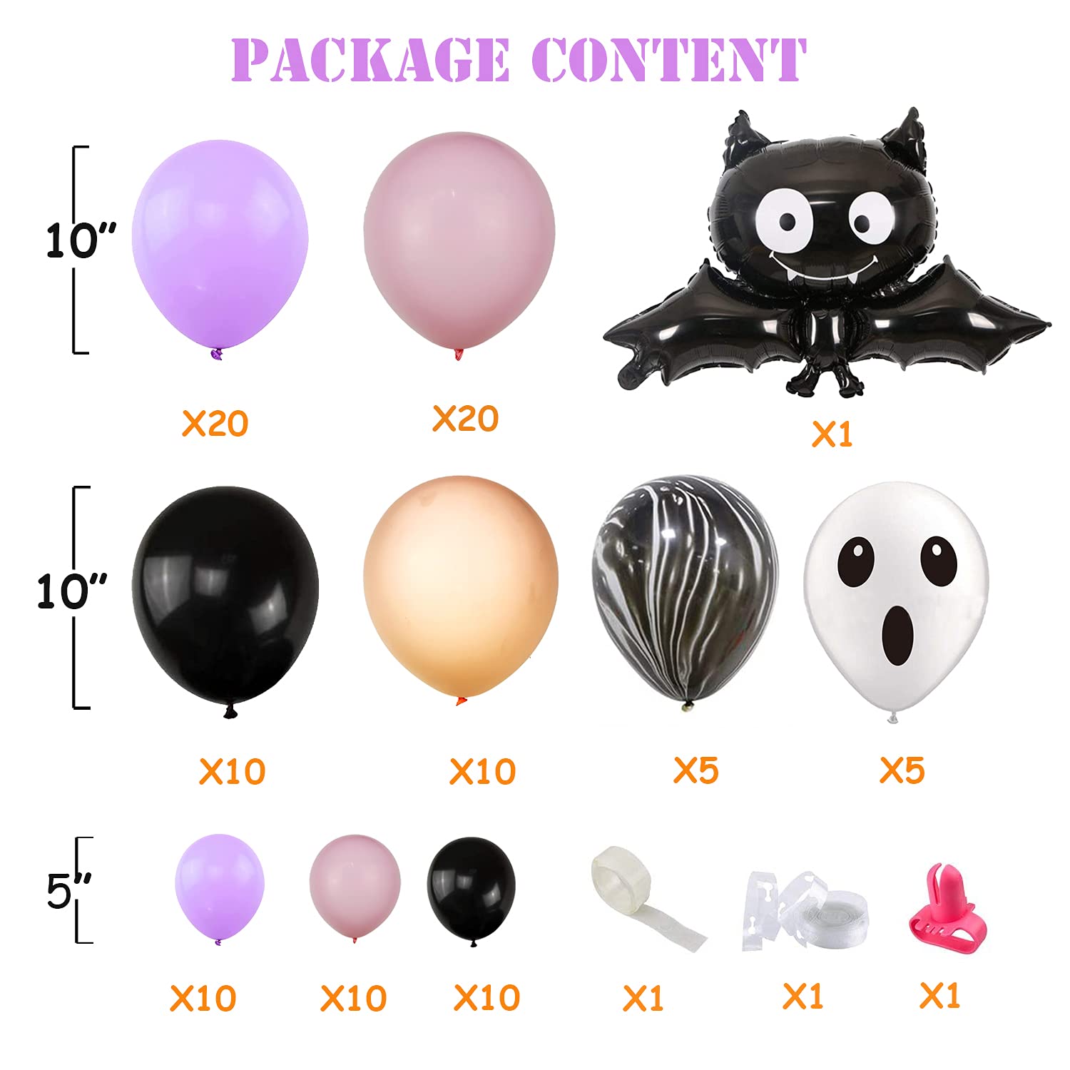 HPWF Halloween Baby Shower Decorations for Girl, Pink Purple Black Halloween Balloon Garland Arch Kit, Bat Foil Balloons, Bats Wall Stickers for Halloween Witch Party Decorations Baby Shower …