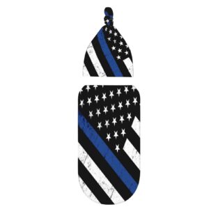 Socira American Flag Newborn Swaddle Blanket And Beanie Hat Set Police Blue Line Flag,Stretch Infant Receiving Blanket,Warm Swaddling Wrap,Breathable Sleep Sacks Shower Gifts For Baby Boy And Girl