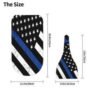 Socira American Flag Newborn Swaddle Blanket And Beanie Hat Set Police Blue Line Flag,Stretch Infant Receiving Blanket,Warm Swaddling Wrap,Breathable Sleep Sacks Shower Gifts For Baby Boy And Girl