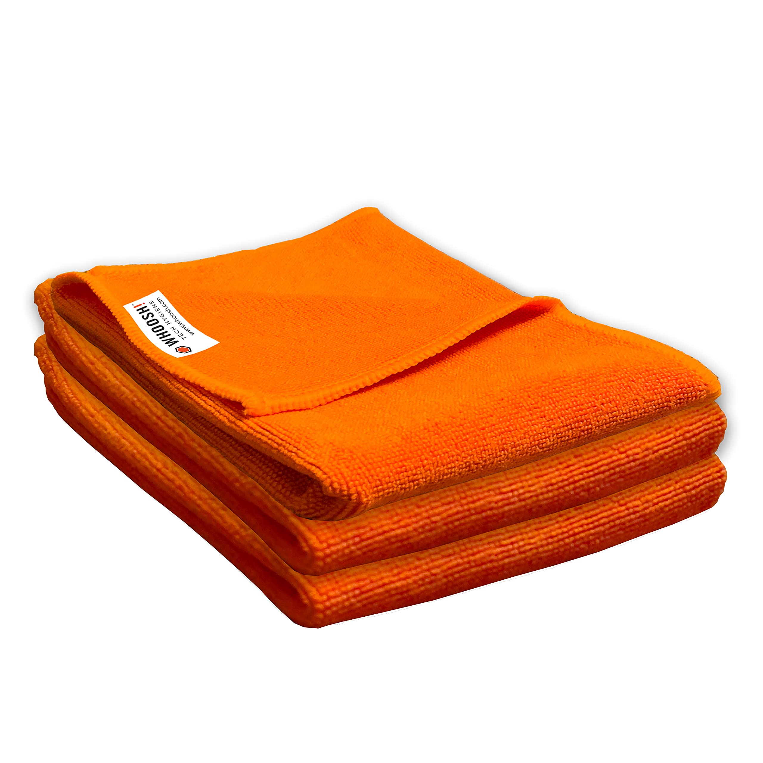 WHOOSH! Microfiber Cleaning Cloth, 3 Pack, Glasses and Screen Cleaning Cloth, Suitable for TV, Car Screen, Computer, Laptop, iPad, MacBook, Smart Phone, Monitor, Watches (14”x14”), Orange