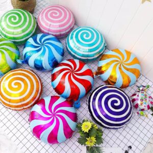 24Pcs Mylar Foil Sweet Candy Balloons 18 Inch Round Lollipop Balloons for Birthday Baby Wedding Christmas Party Balloons Party Decoration Supplies