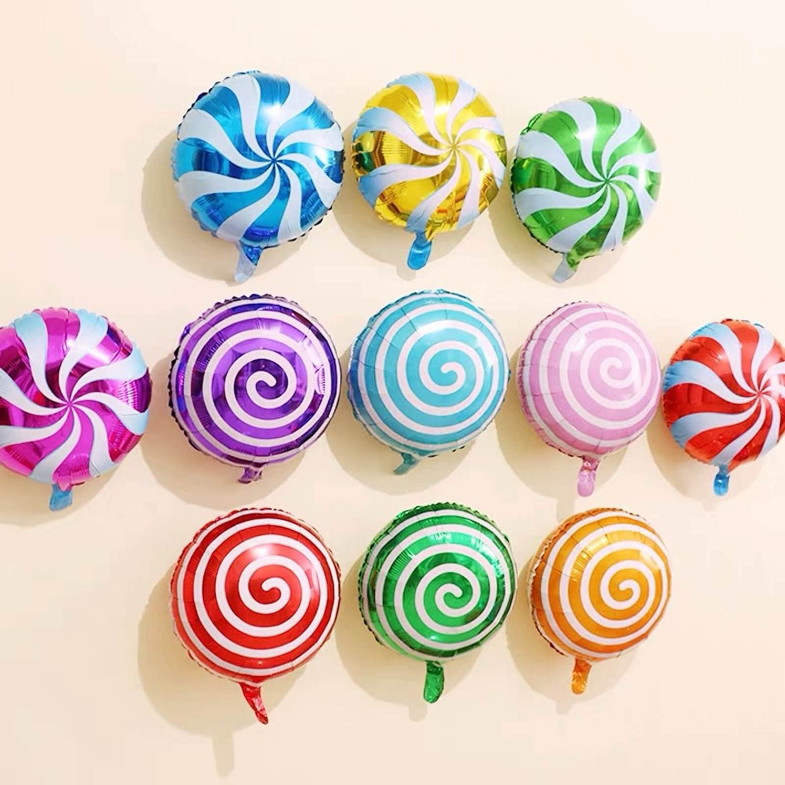 24Pcs Mylar Foil Sweet Candy Balloons 18 Inch Round Lollipop Balloons for Birthday Baby Wedding Christmas Party Balloons Party Decoration Supplies