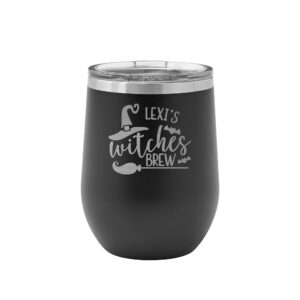 Let's Make Memories Personalized Halloween Witchy Insulated Wine Tumbler - Halloween Party Decor - Customize Name - 12 oz