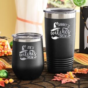 Let's Make Memories Personalized Halloween Witchy Insulated Wine Tumbler - Halloween Party Decor - Customize Name - 12 oz