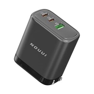 nouui usb c charger 65w pd 3.0 dual usb c wall charger portable foldable adapter with 3-port iphone charger usb c block plug compatible with iphone 13/13 pro/12/12 pro max/macbook/ipad pro/galaxy