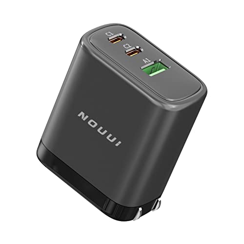 NOUUI USB C Charger 65W PD 3.0 Dual USB C Wall Charger Portable Foldable Adapter with 3-Port iPhone Charger USB C Block Plug Compatible with iPhone 13/13 Pro/12/12 Pro Max/MacBook/iPad Pro/Galaxy