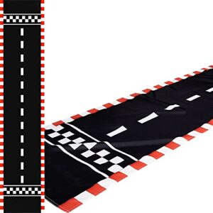 racing car long racetrack floor running mat drag race car road racing track decorations for runway party supplies race car birthday games decorations sport event festivals (10 feet)