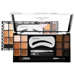 sumeitang 12 color eyebrow kit, 6 color eyebrow powder + 6 color brow pomade professional brow makeup palette with eyebrow pencil, brow stencil, brush and tweezers set, create you perfect brow styling