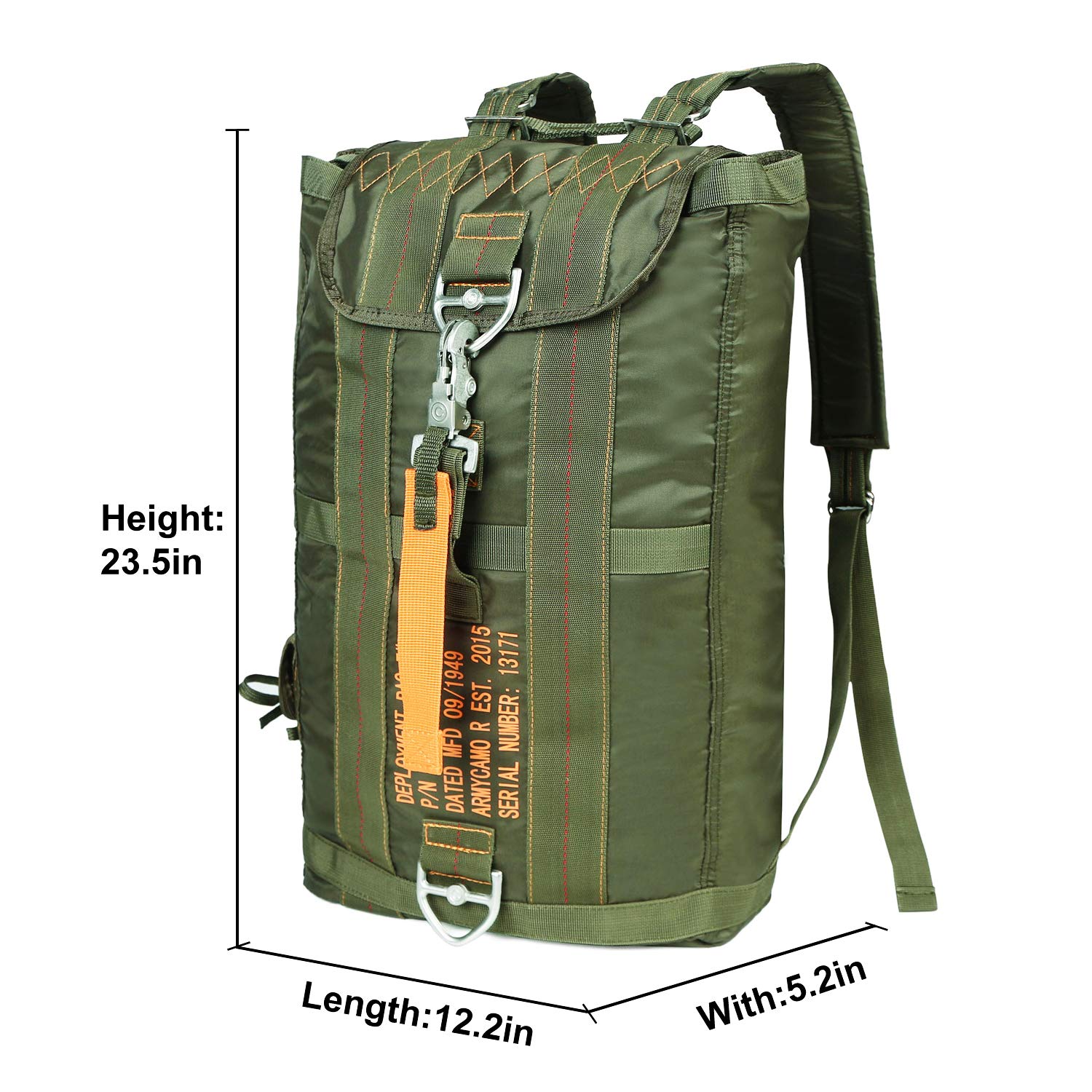 Greencity AIR Force Parachute Buckles Rucksacks Flight Gear Bag Tactical Backpack Deployment Bag,Green