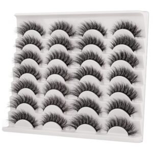 False Eyelashes 15mm Lashes Natural Look 3D Mink Lashes Pack Small Short Cat Eye Lashes Wispy Fluffy Light Volume Fake Eyelashes 14 Pairs Pack