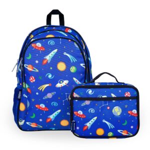 wildkin 15 inch kids backpack bundle with lunch box bag (out of this world)