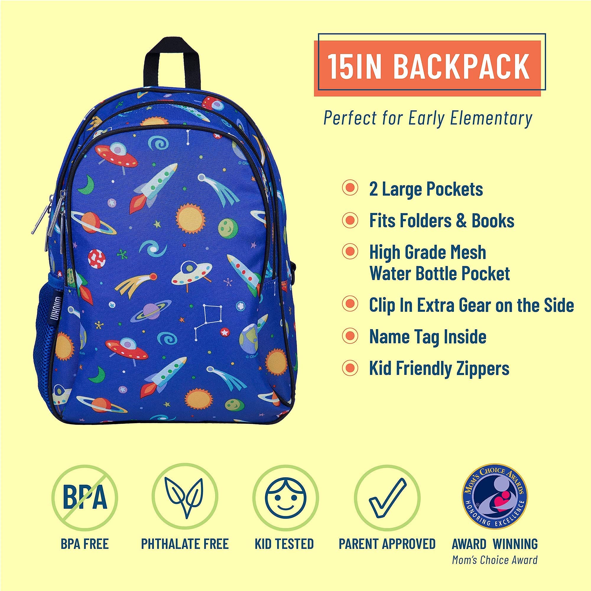 Wildkin 15 Inch Kids Backpack Bundle with Lunch Box Bag (Out of this World)