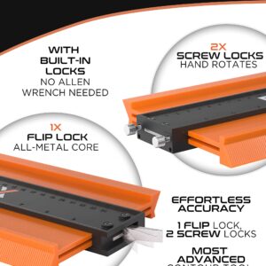 Super Gauge Shape and Outline Tool XL - Contour Gauge Profile Tool with Lock 10" and 5" - Corner Measuring Tools for Woodworking - Christmas Gifts for Men Husband Dad Him, Stocking Stuffers - FIXX