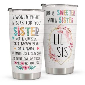 macorner sister gifts from sister - stainless steel tumbler 20oz gifts for women - unique gift for sister soul sister from sister - gift for best friend women big sister little sister birthday gifts