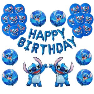 36pcs lilo and stitch balloons, stitch happy birthday balloons aluminum foil letters banner balloons decoration, children's birthday party supplies