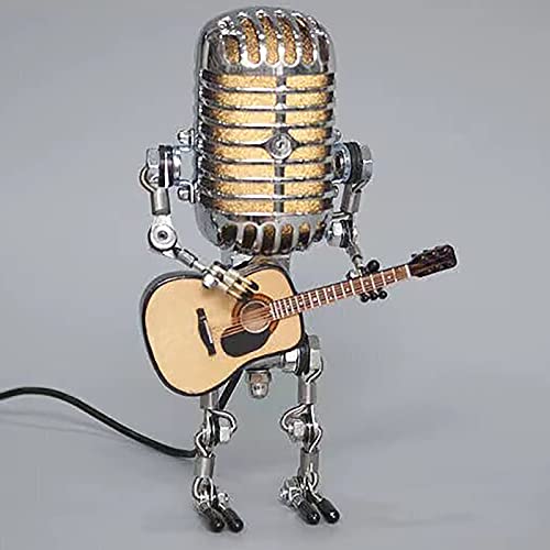 YJYdadaS Desk Lamp,Handmade Vintage Microphone Guitar Robot Table Lamp LED Bulbs Wall Lamp Home Desktop Decoration - Height 8.5 inch,Width 4 inch and Depth 3 inch (with Lamp)