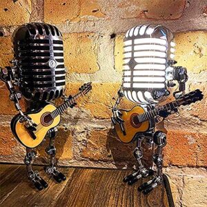 YJYdadaS Desk Lamp,Handmade Vintage Microphone Guitar Robot Table Lamp LED Bulbs Wall Lamp Home Desktop Decoration - Height 8.5 inch,Width 4 inch and Depth 3 inch (with Lamp)