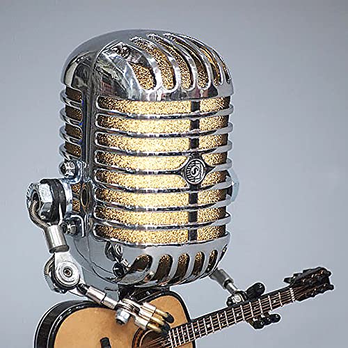 YJYdadaS Desk Lamp,Handmade Vintage Microphone Guitar Robot Table Lamp LED Bulbs Wall Lamp Home Desktop Decoration - Height 8.5 inch,Width 4 inch and Depth 3 inch (with Lamp)