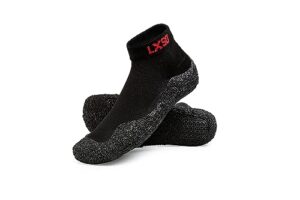 lxso mens womens minimalist barefoot socks shoes non-slip water shoes fitness sports shoes lightweight & ultra portable black women‘s size 6.5 men's size 5
