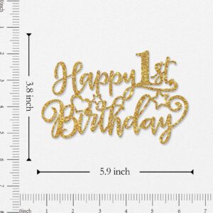 WeBenison Happy 1st Birthday Cake Topper Baby First Birthday Cake Supplies Boy or Girl One Year Old Birthday Party Decorations Gold Glitter